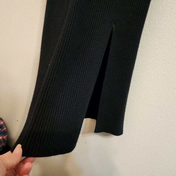 Abercrombie & Fitch O-Ring Midi Sweater Dress Rib Knit V Neck Long Slv Women S - Picture 7 of 13